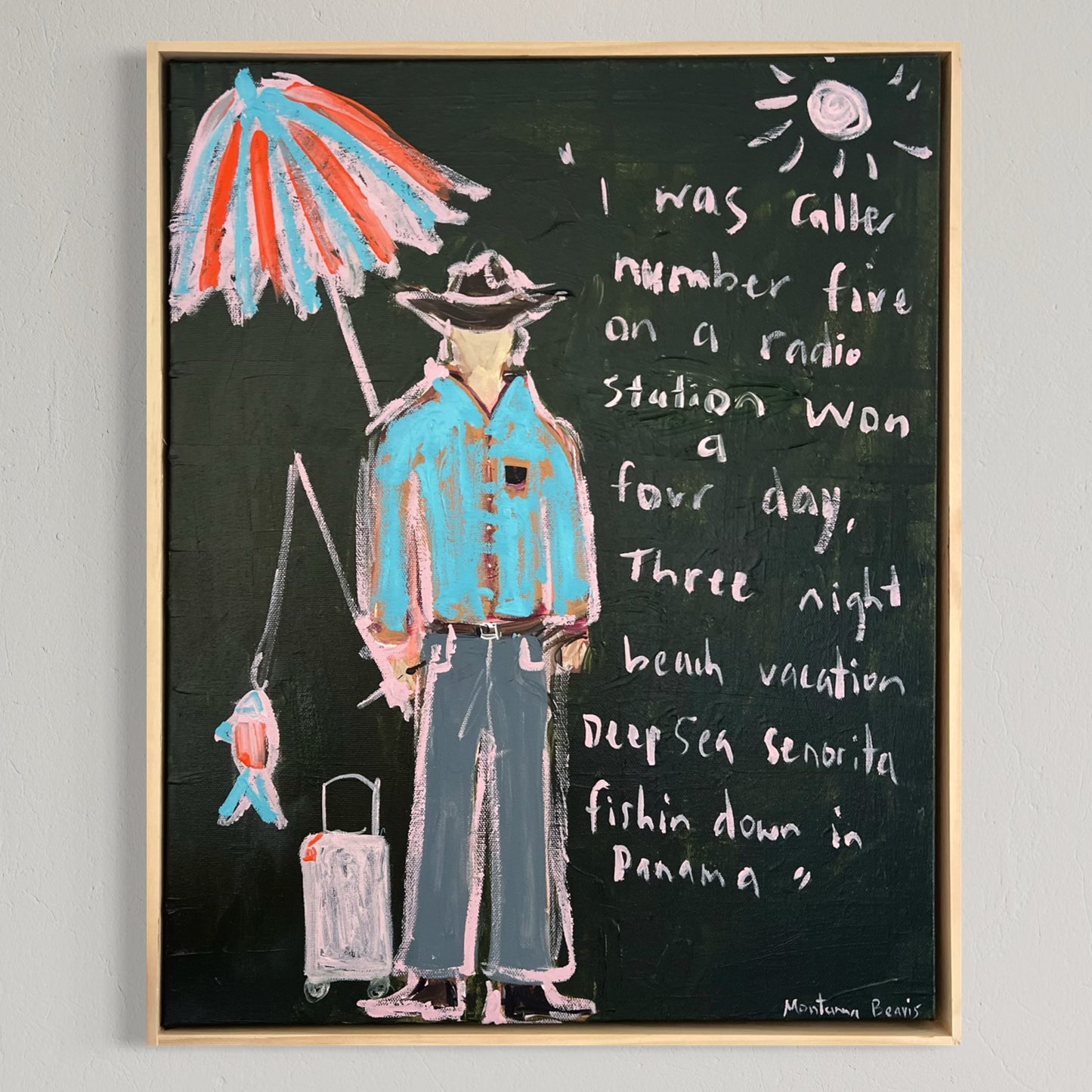 “Caller number 5” 40x50 Framed in pine