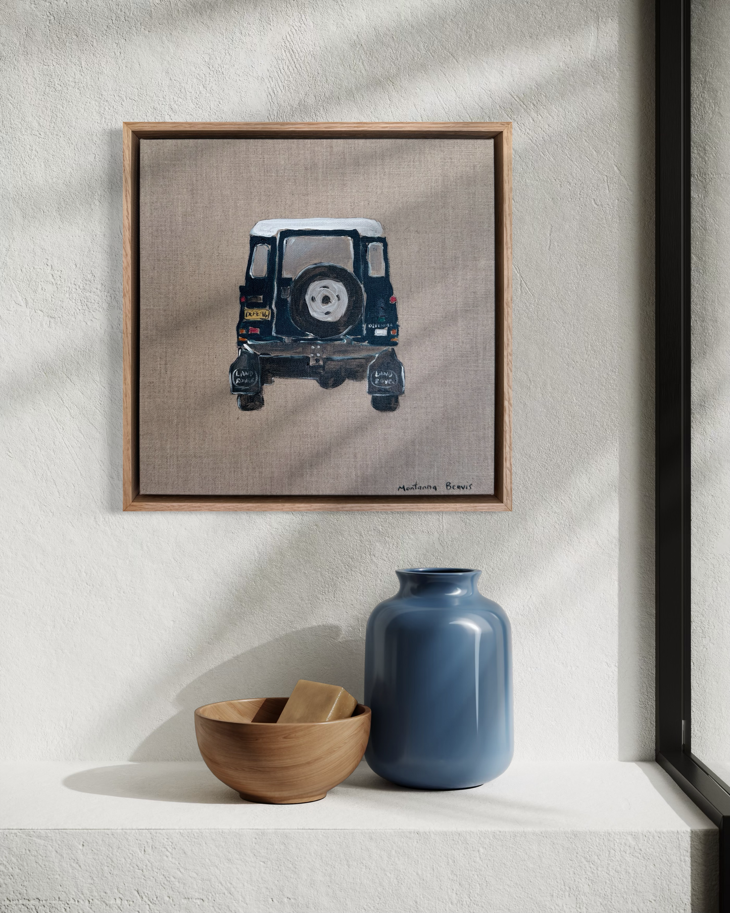 “Defender” 30x30cm Framed in Tasmanian oak