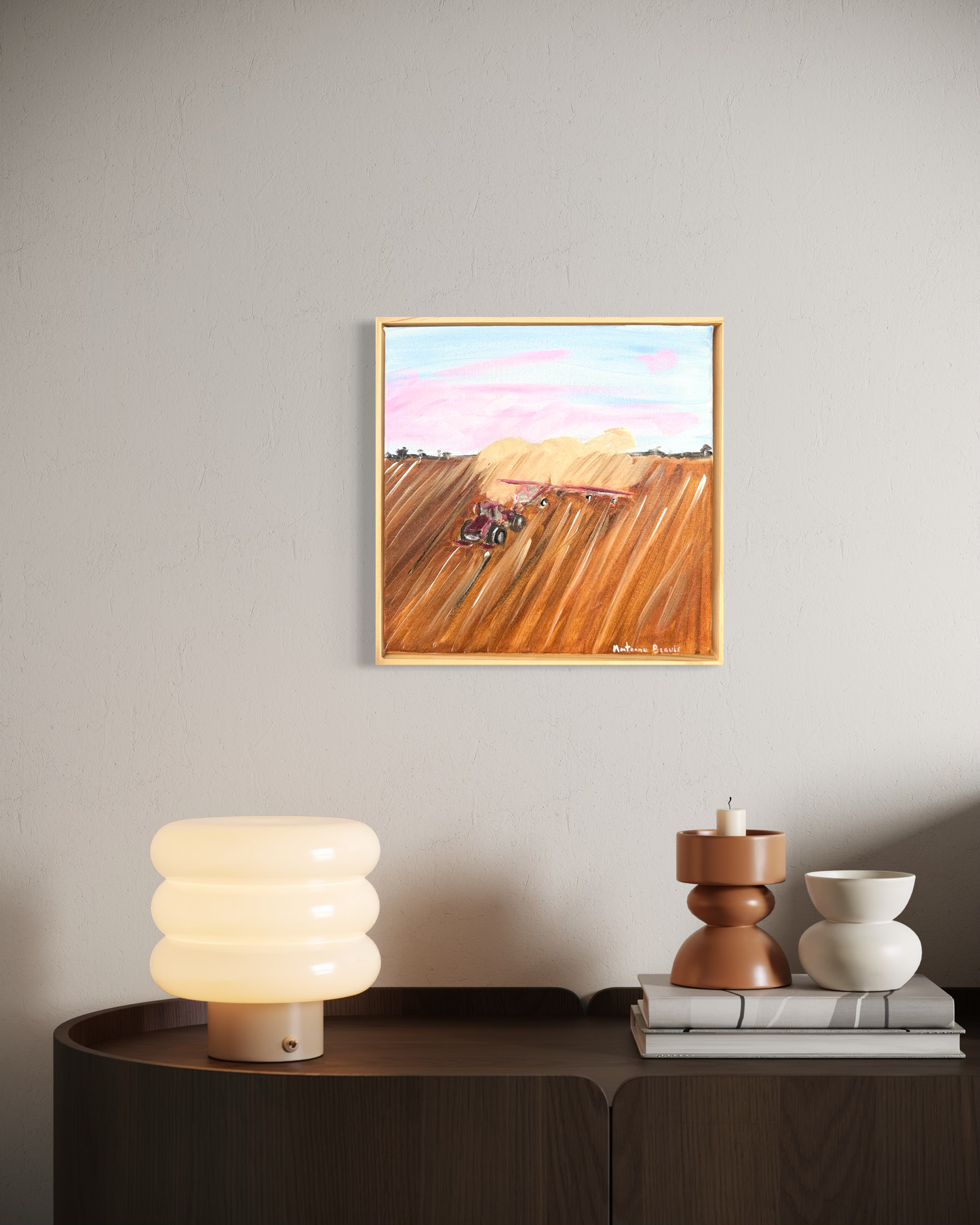 “Bit dusty” 30x30cm Framed in pine