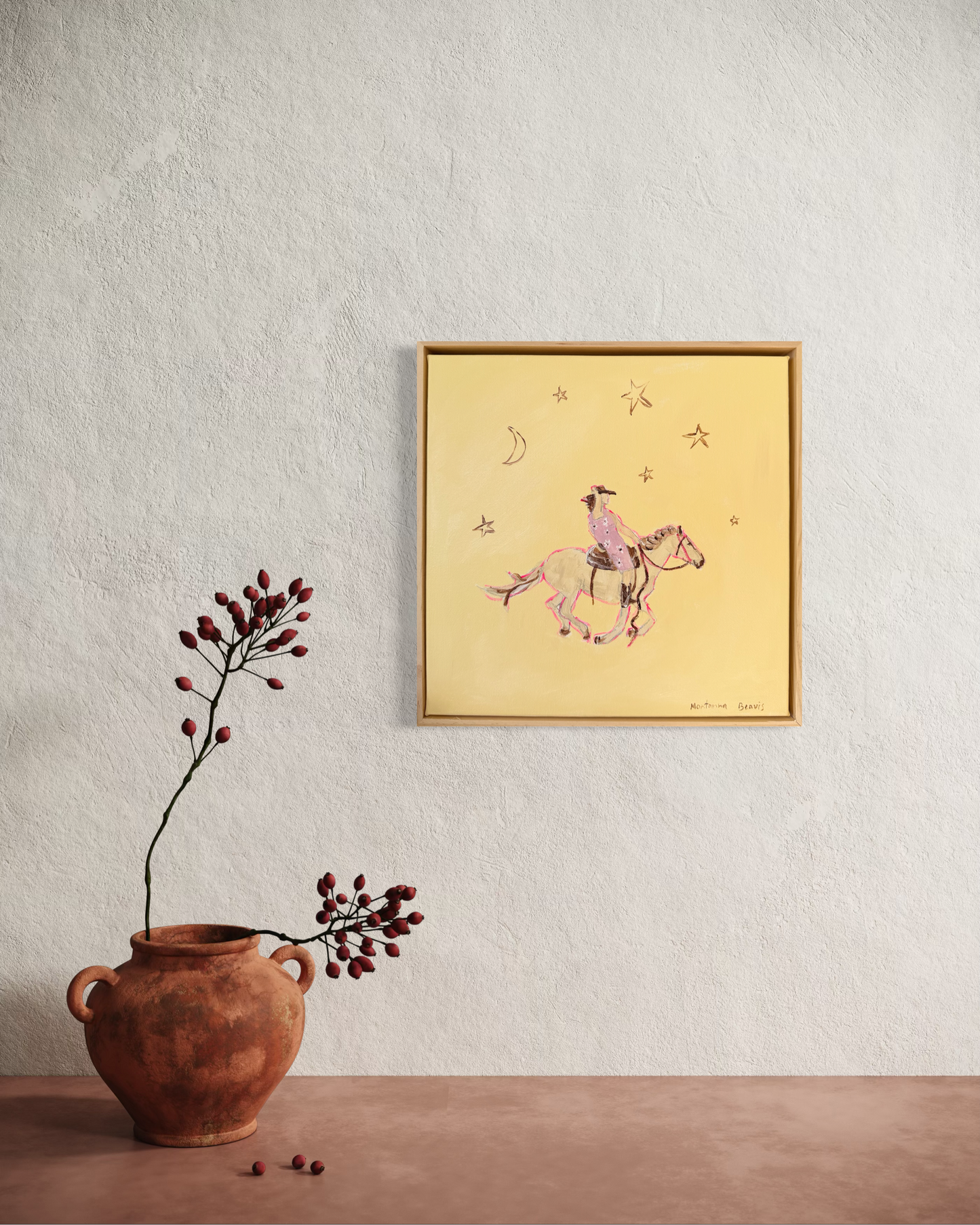“Dreaming of horses” 30x30cm Framed in pine