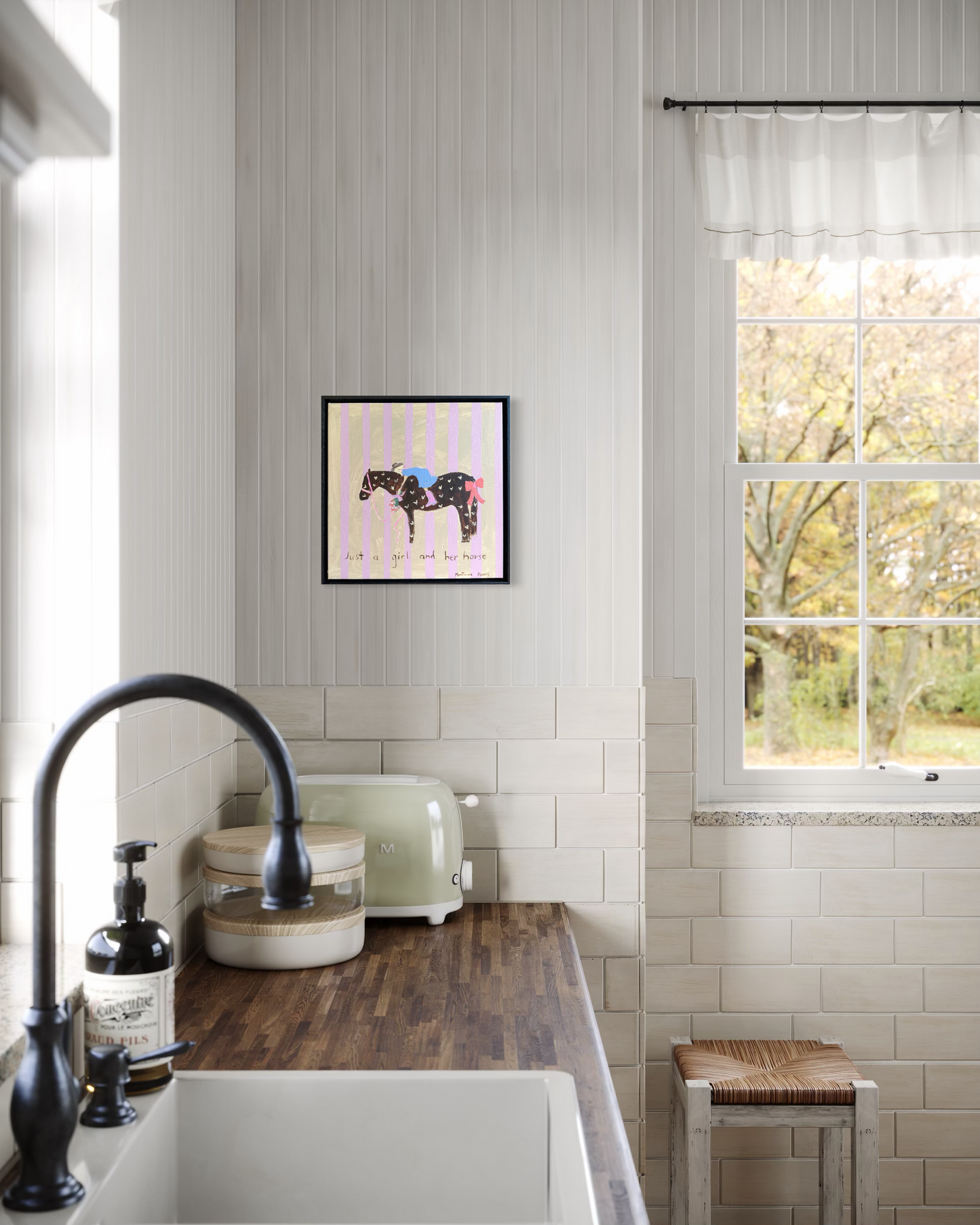 “Just a girl and her horse” 30x30 Framed in black Tasmanian oak