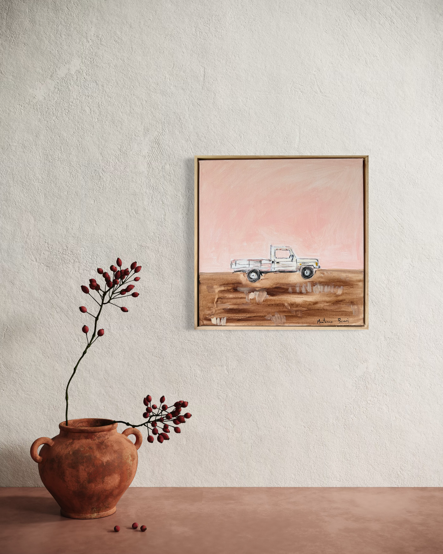 “The old Land Cruiser” 30x30 Framed in pine