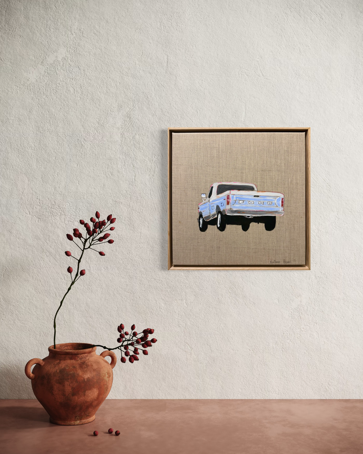 “The old blue pick up truck”