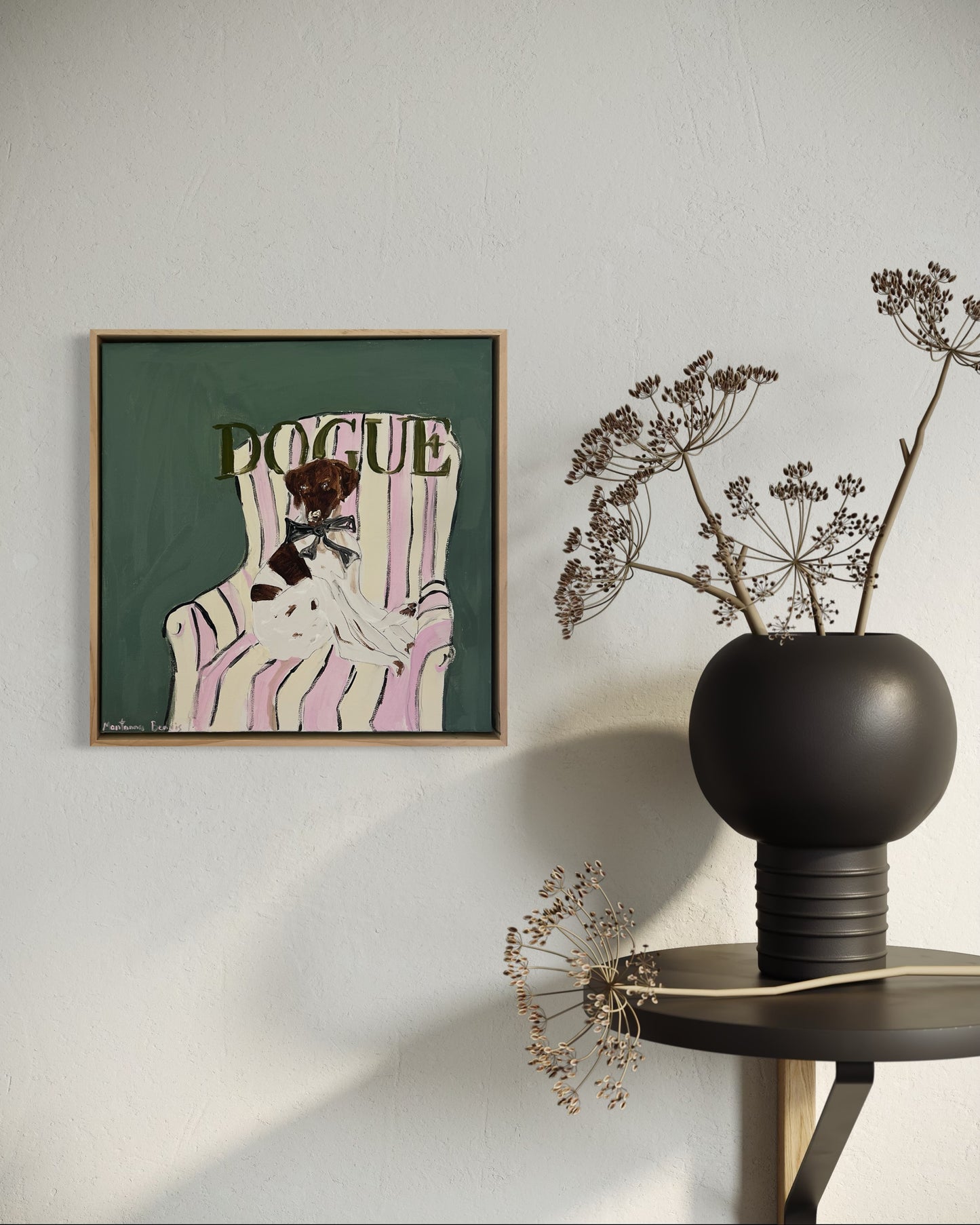 “DOGUE” 30x30 Framed in pine