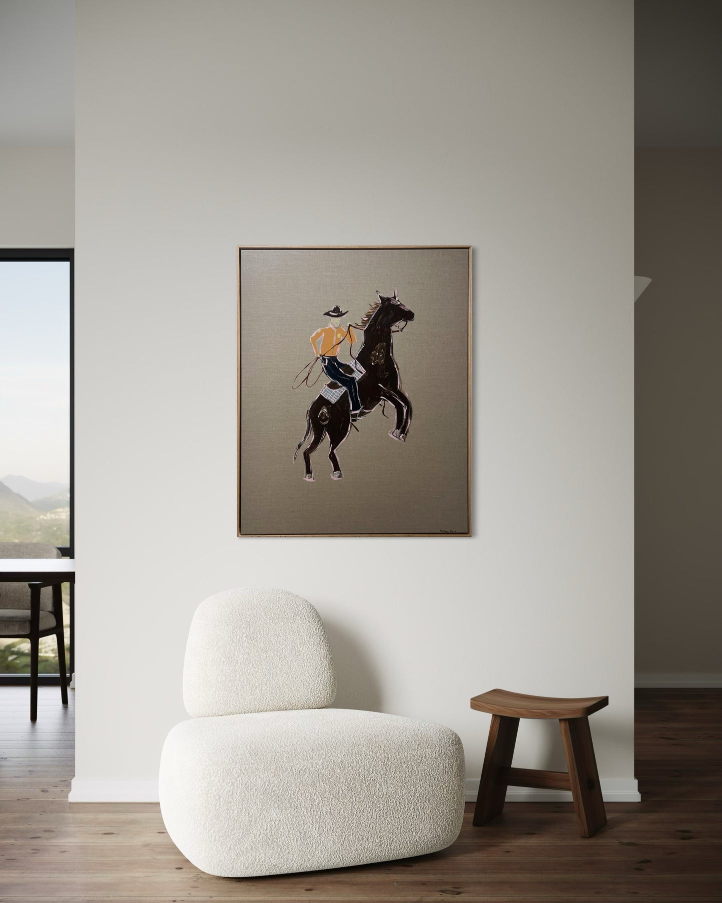 “Get up it boy” 103x83 Framed in Tasmanian oak