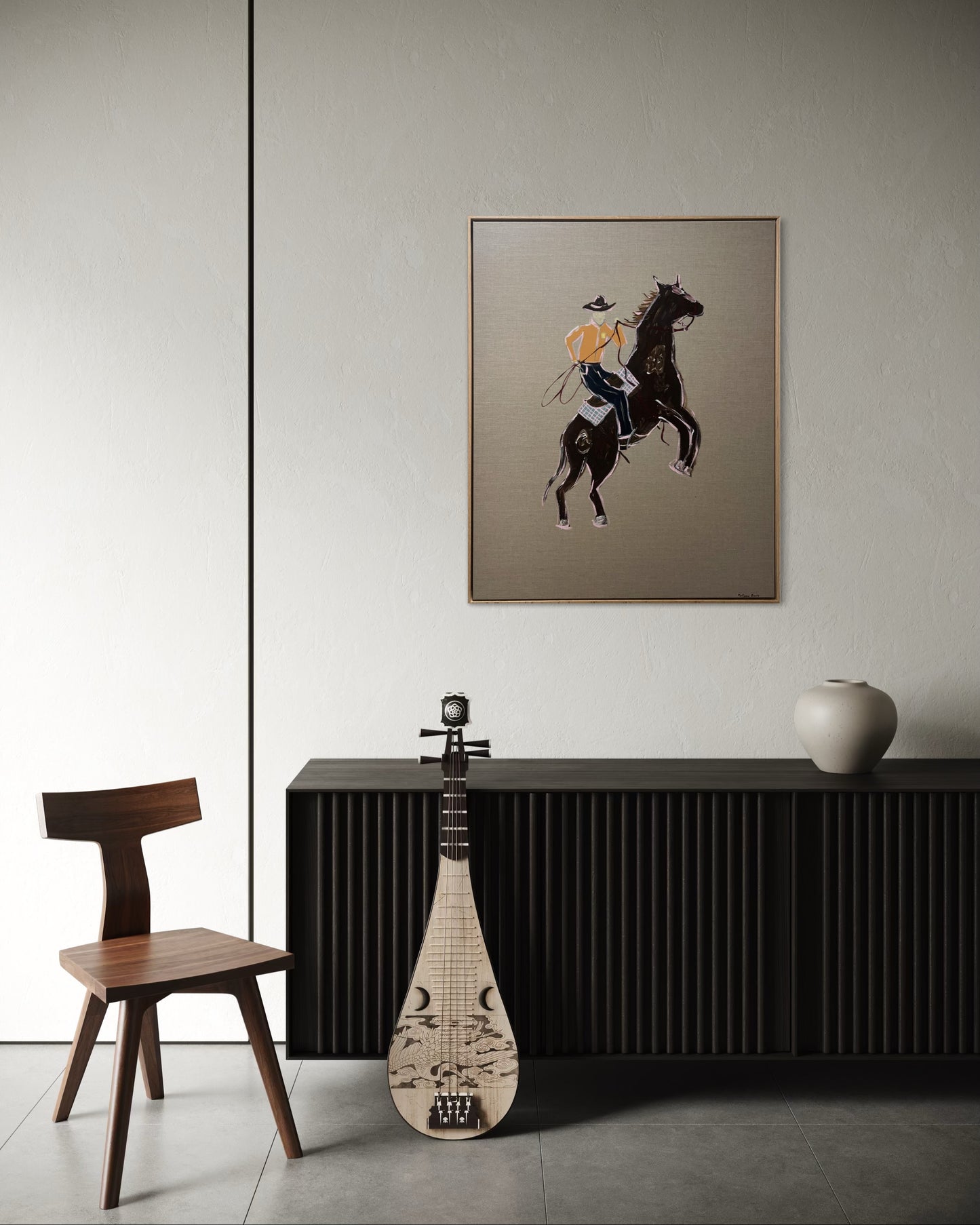 “Get up it boy” 103x83 Framed in Tasmanian oak