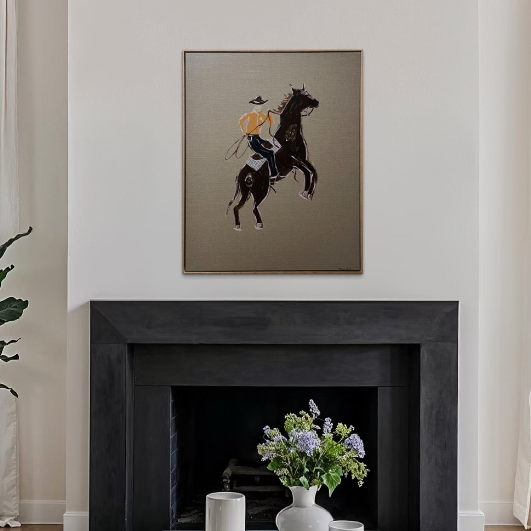 “Get up it boy” 103x83 Framed in Tasmanian oak