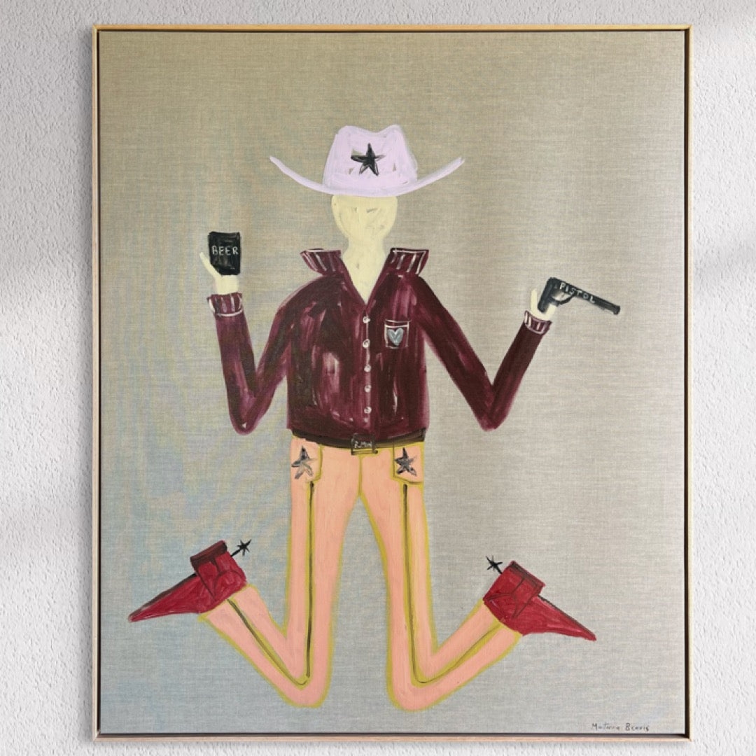 “Beers and pistols” 123x103 Framed in Tasmanian oak