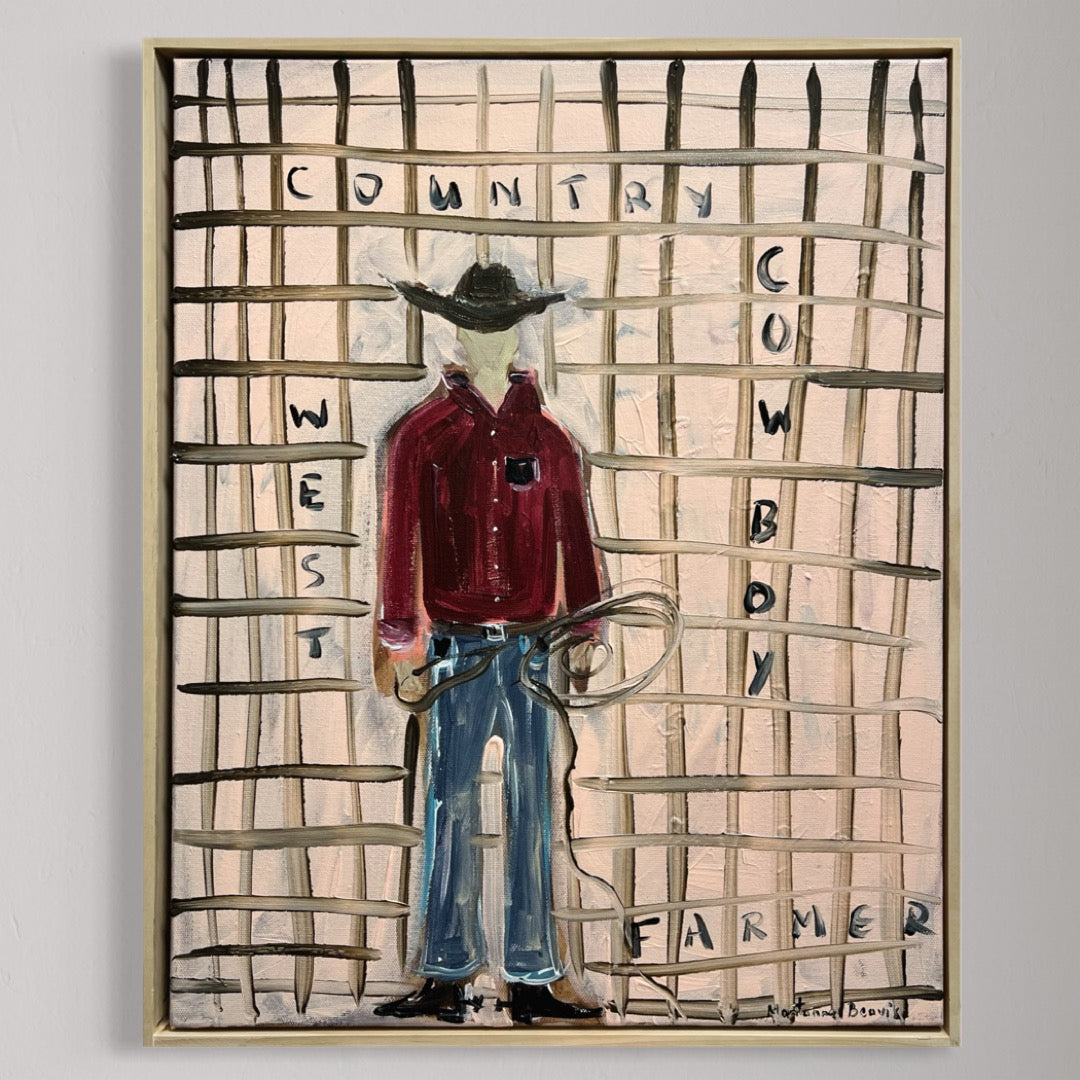 “I’d go to jail for that cowboy” 40x50 Framed in pine