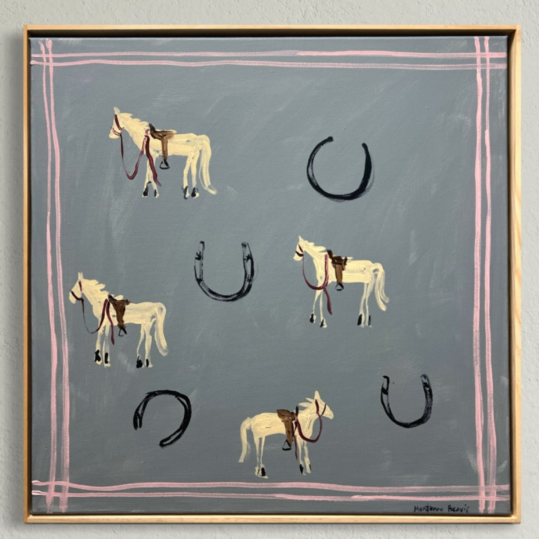“All the horses” 50x50 Framed in pine