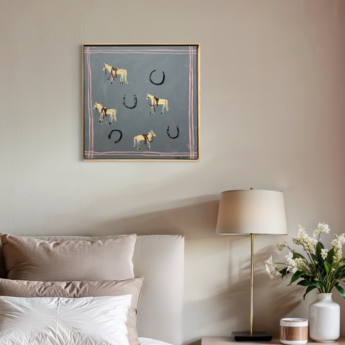 “All the horses” 50x50 Framed in pine