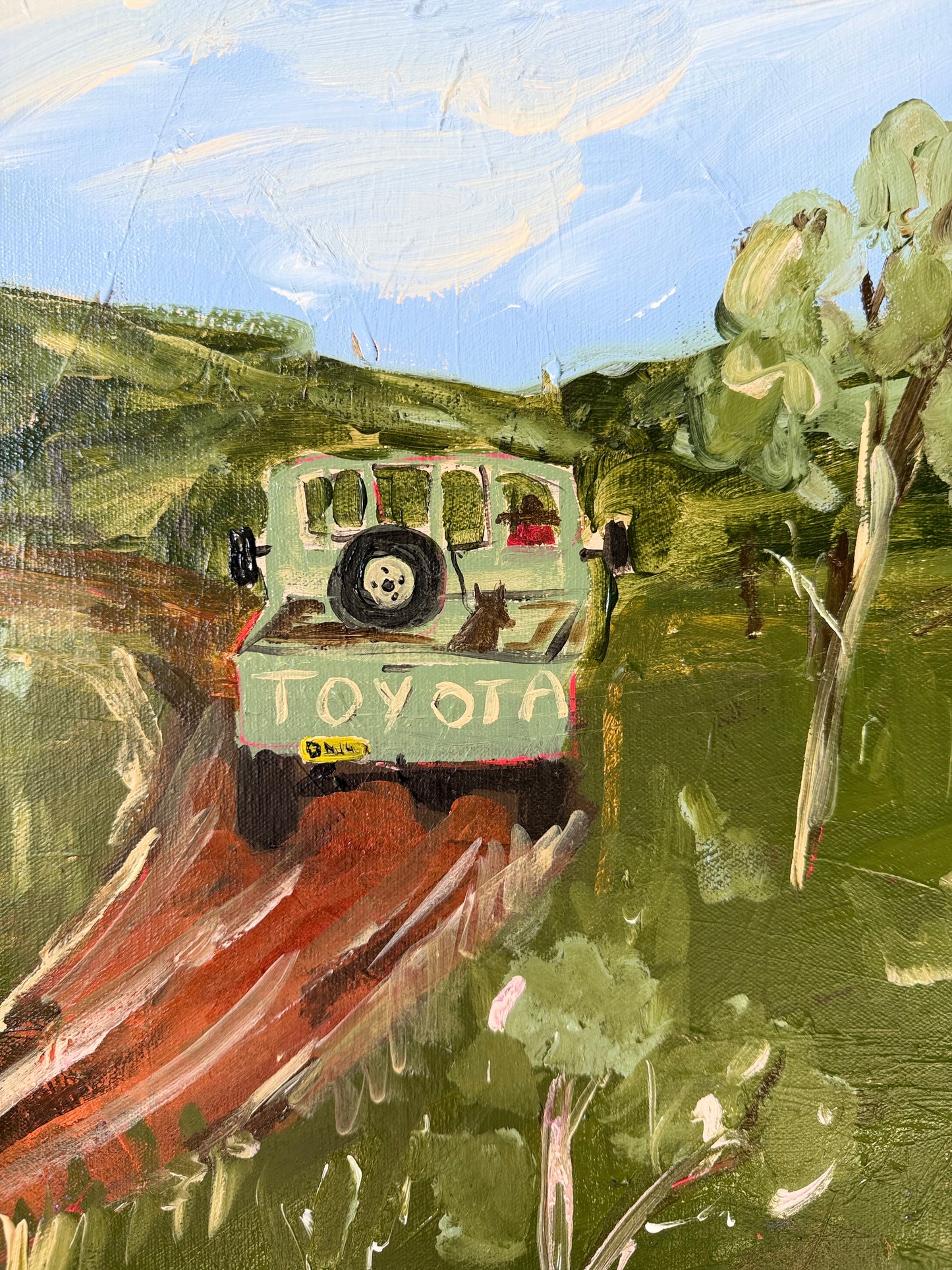 “The old Toyota” 50x50cm Framed in Tasmanian oak