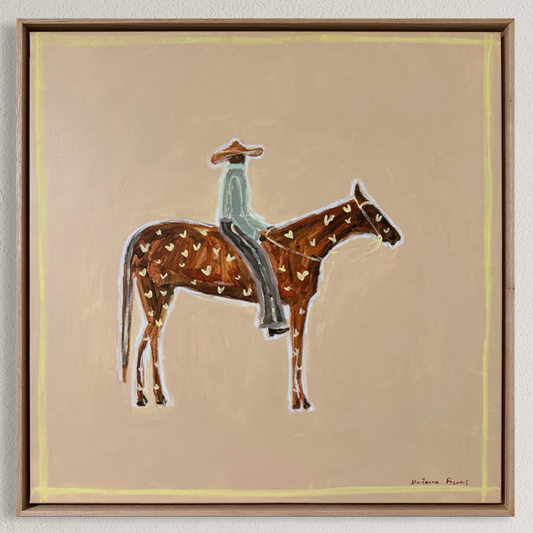 “Not all hero’s wear capes some ride horses” 61x61cm Framed in Tasmanian oak