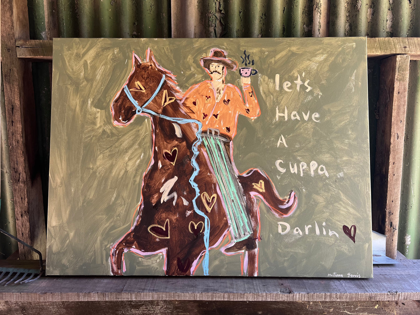 “lets have a cuppa darlin” 76x102 Framed in oak