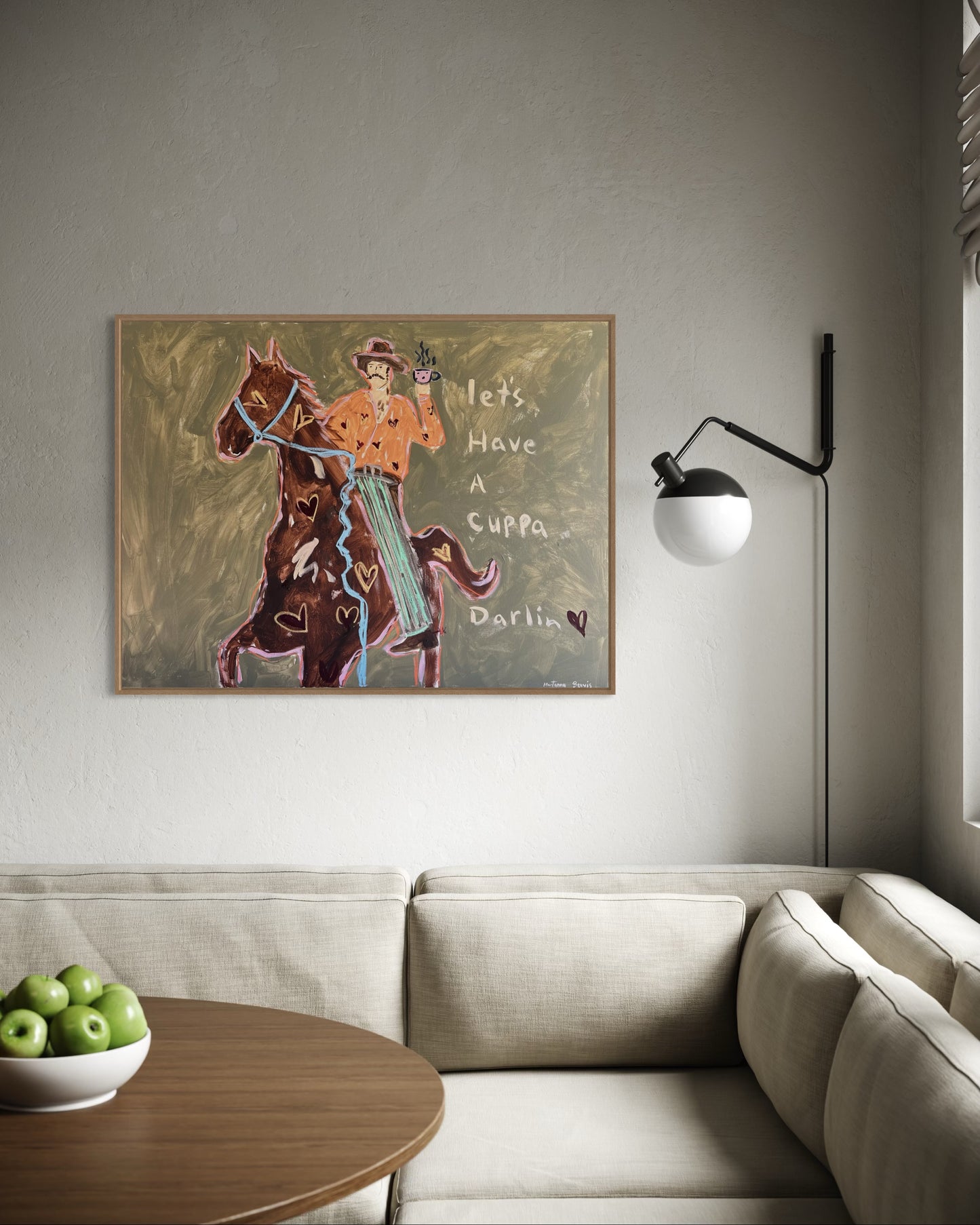 “lets have a cuppa darlin” 76x102 Framed in oak