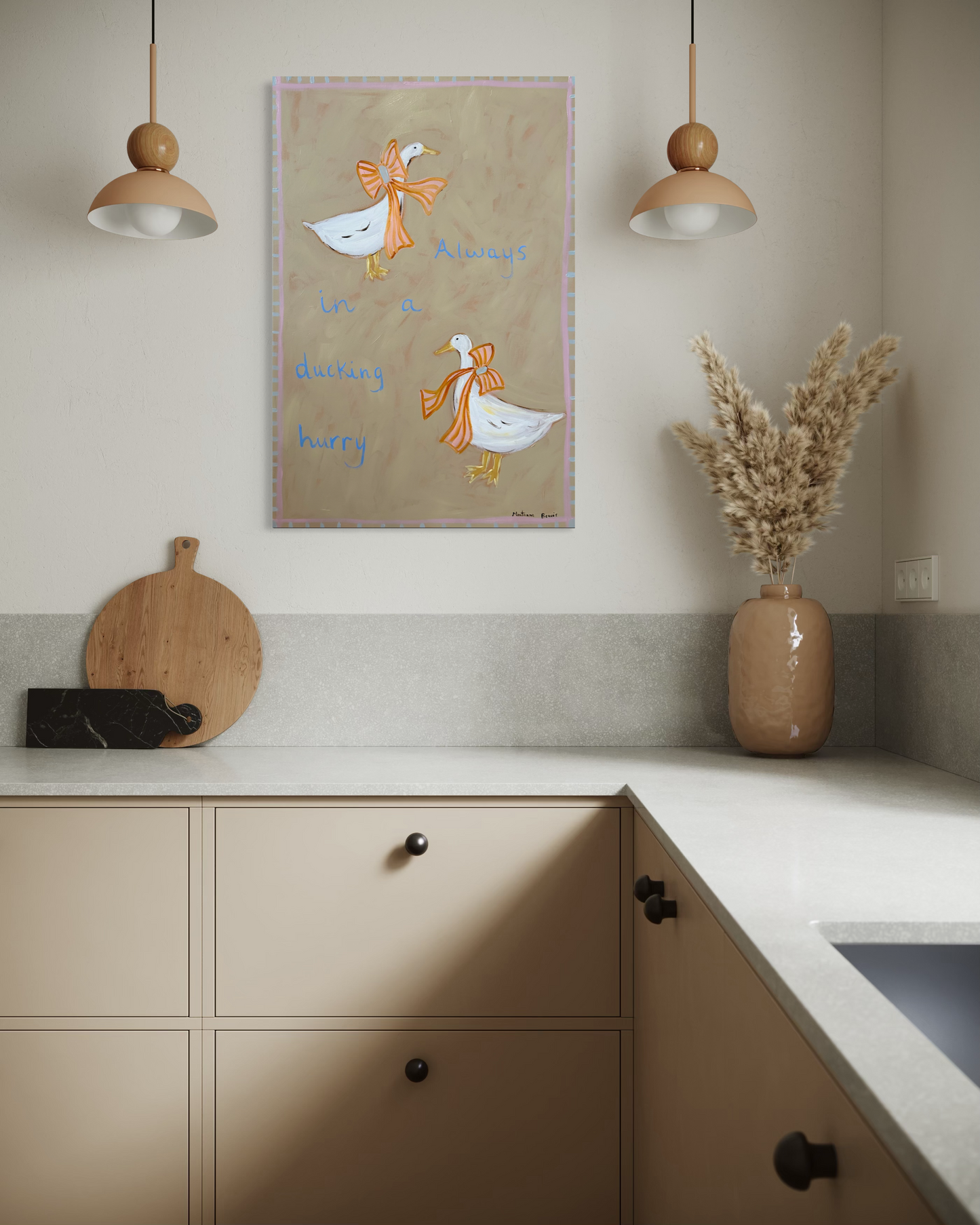 “Always in a ducking hurry” 61x91cm