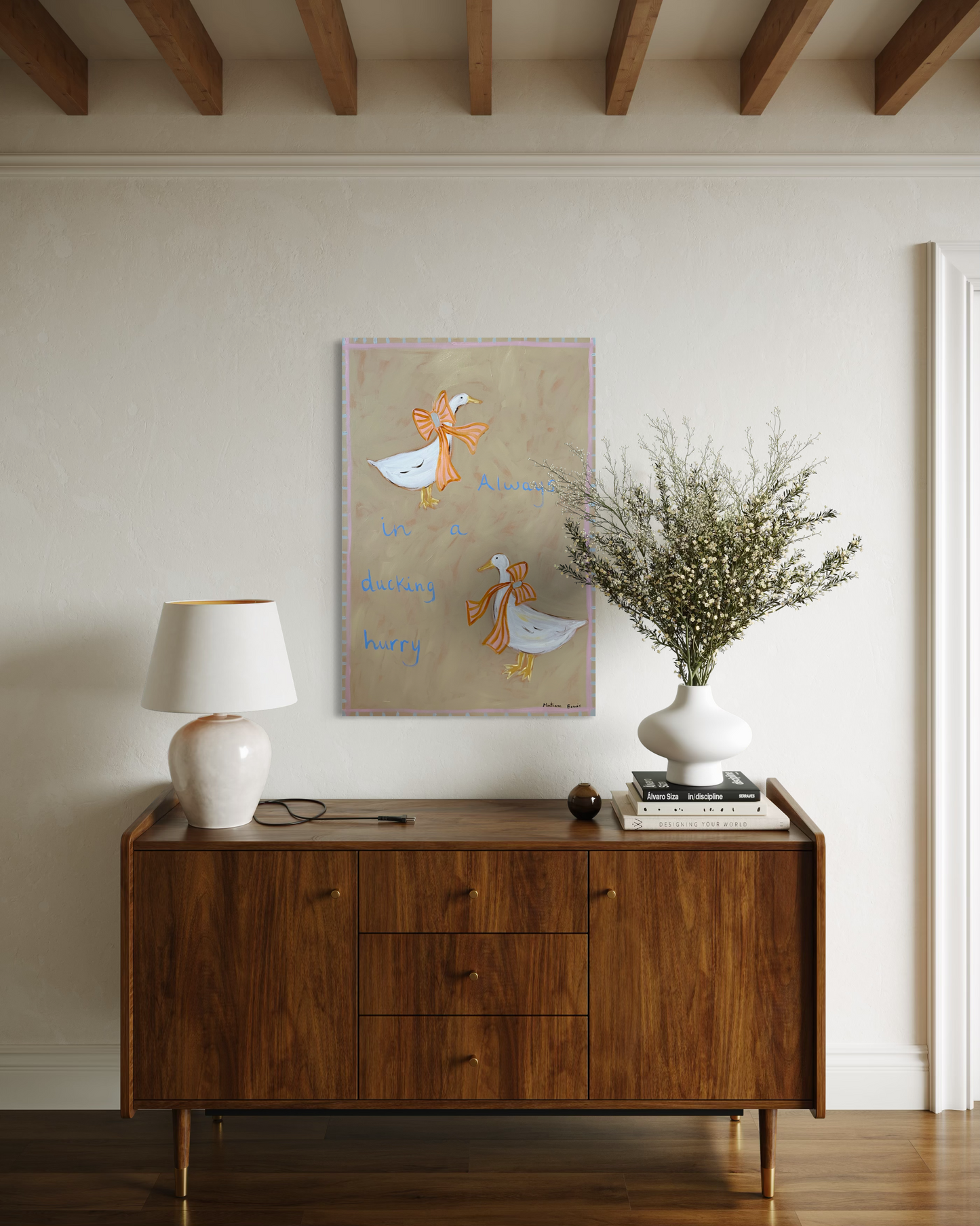 “Always in a ducking hurry” 61x91cm