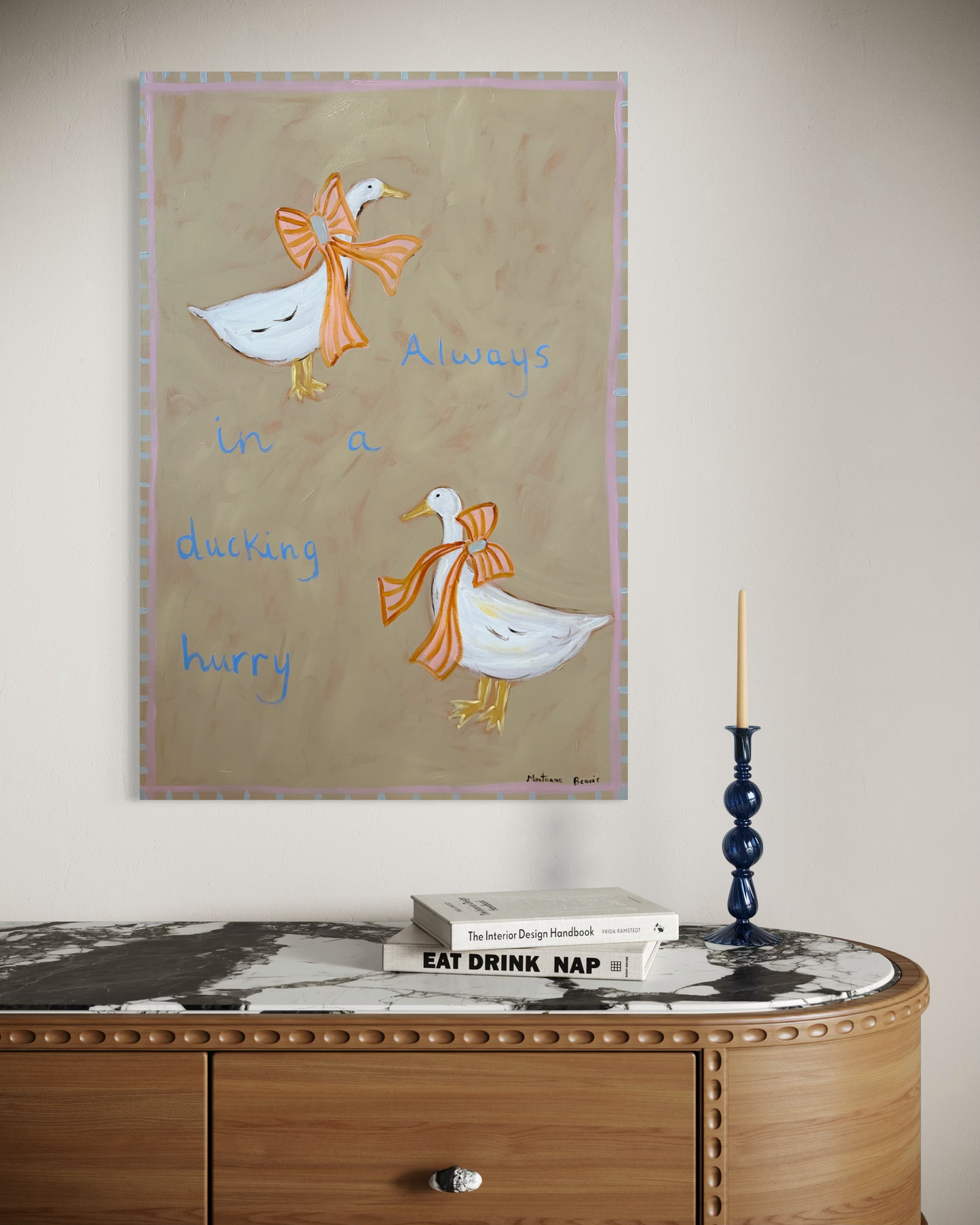 “Always in a ducking hurry” 61x91cm