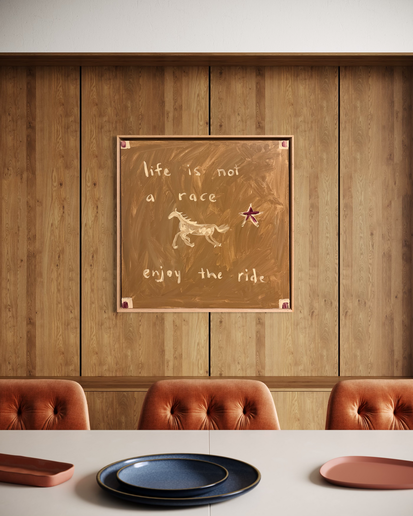 “life is not a race enjoy the ride” 60x60cm Framed in Tasmanian oak