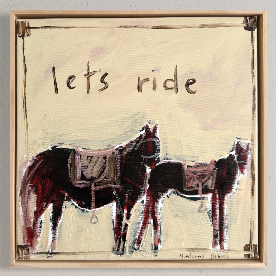 “Let’s ride” 30x30cm Framed in pine