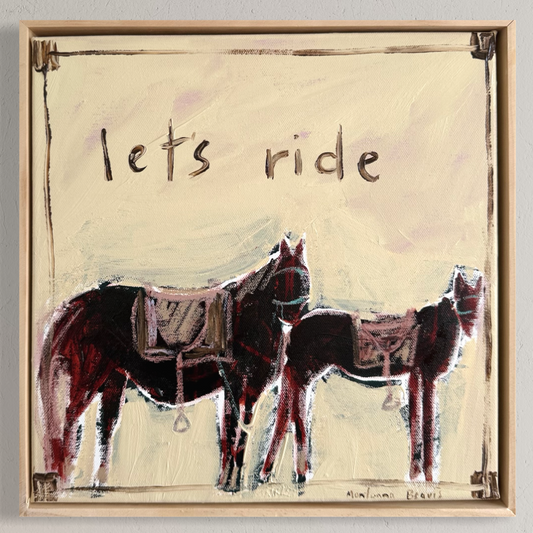 “Let’s ride” 30x30cm Framed in pine