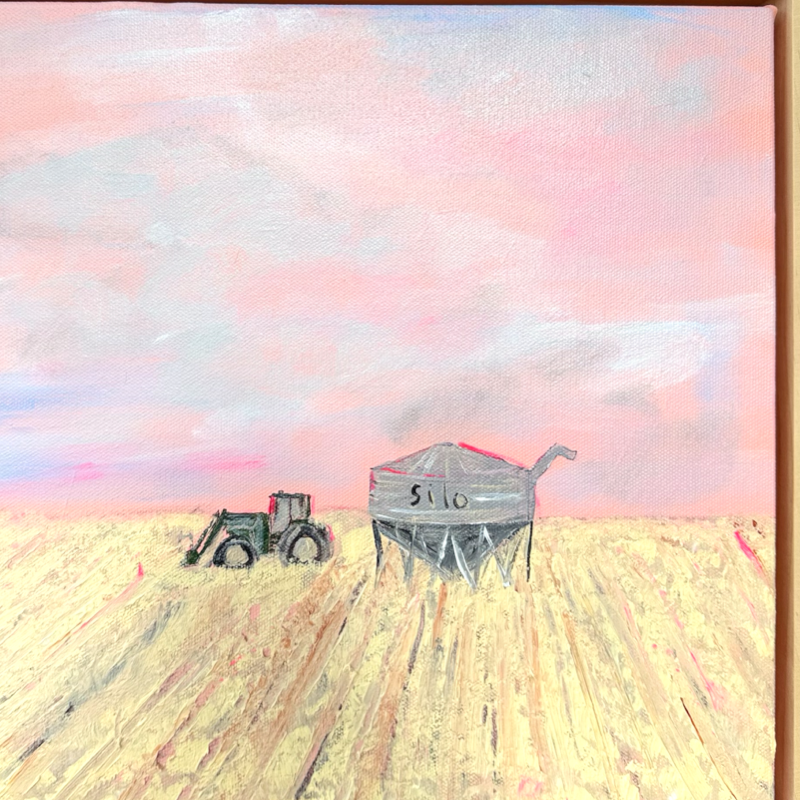 “Sunsets by the silo” 30x30cm Framed in pine