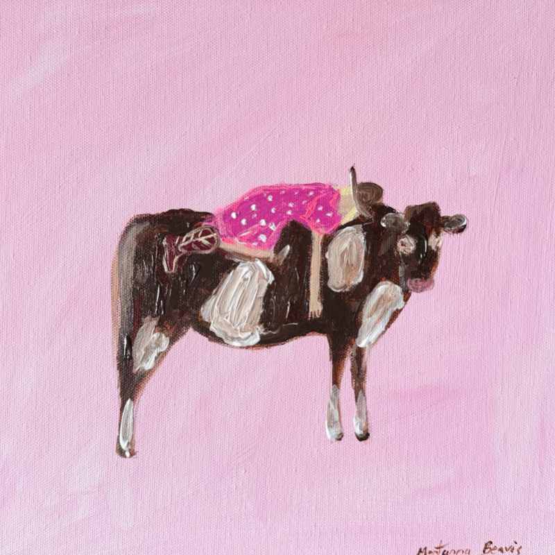 “Just a girl and her cow” 30x30 Framed in pine