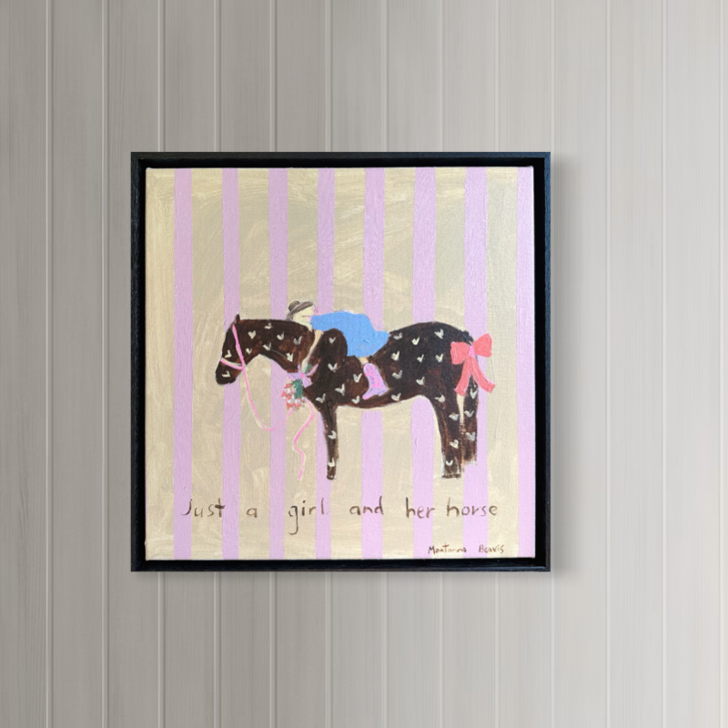 “Just a girl and her horse” 30x30 Framed in black Tasmanian oak