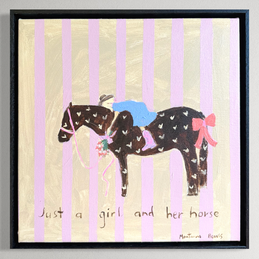 “Just a girl and her horse” 30x30 Framed in black Tasmanian oak