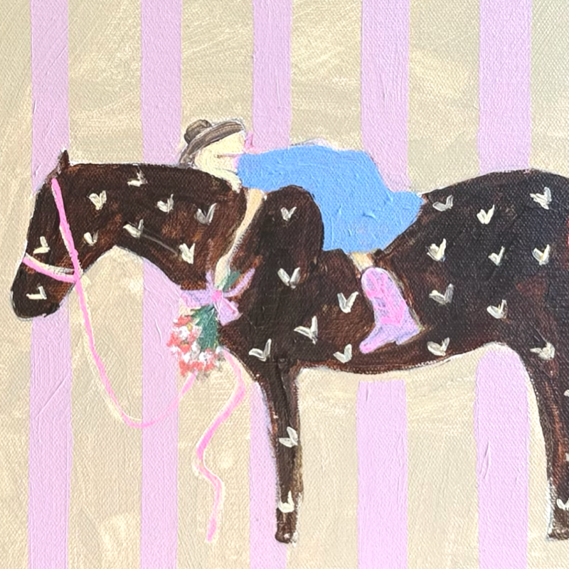 “Just a girl and her horse” 30x30 Framed in black Tasmanian oak