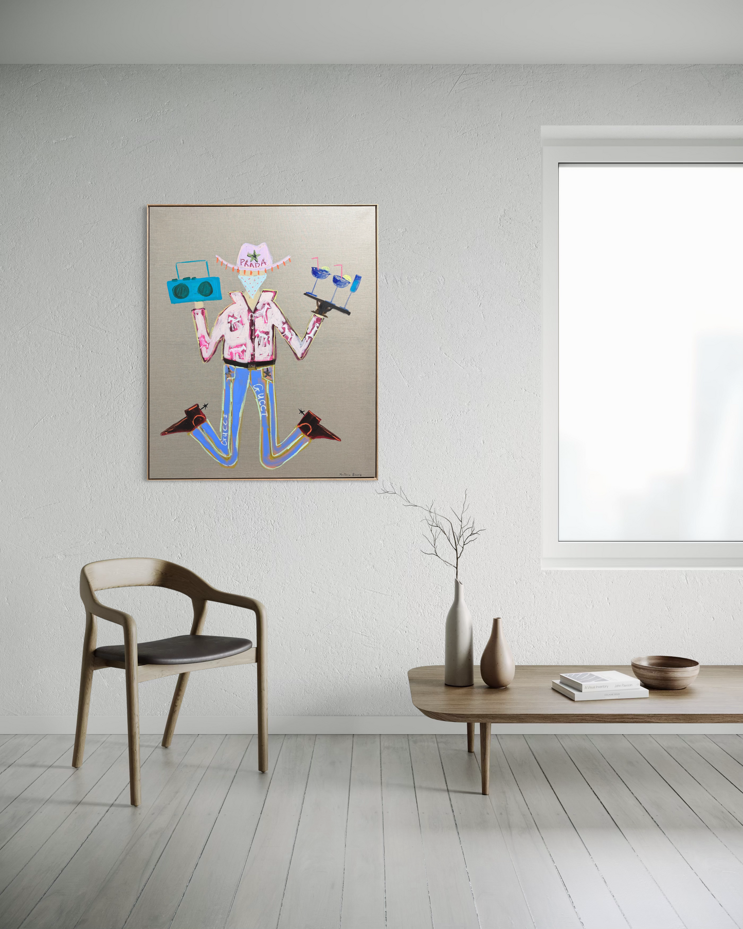 “Cowboys and cocktails” 123x103cm Framed in Tasmanian oak