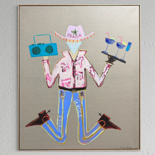 “Cowboys and cocktails” 123x103cm Framed in Tasmanian oak