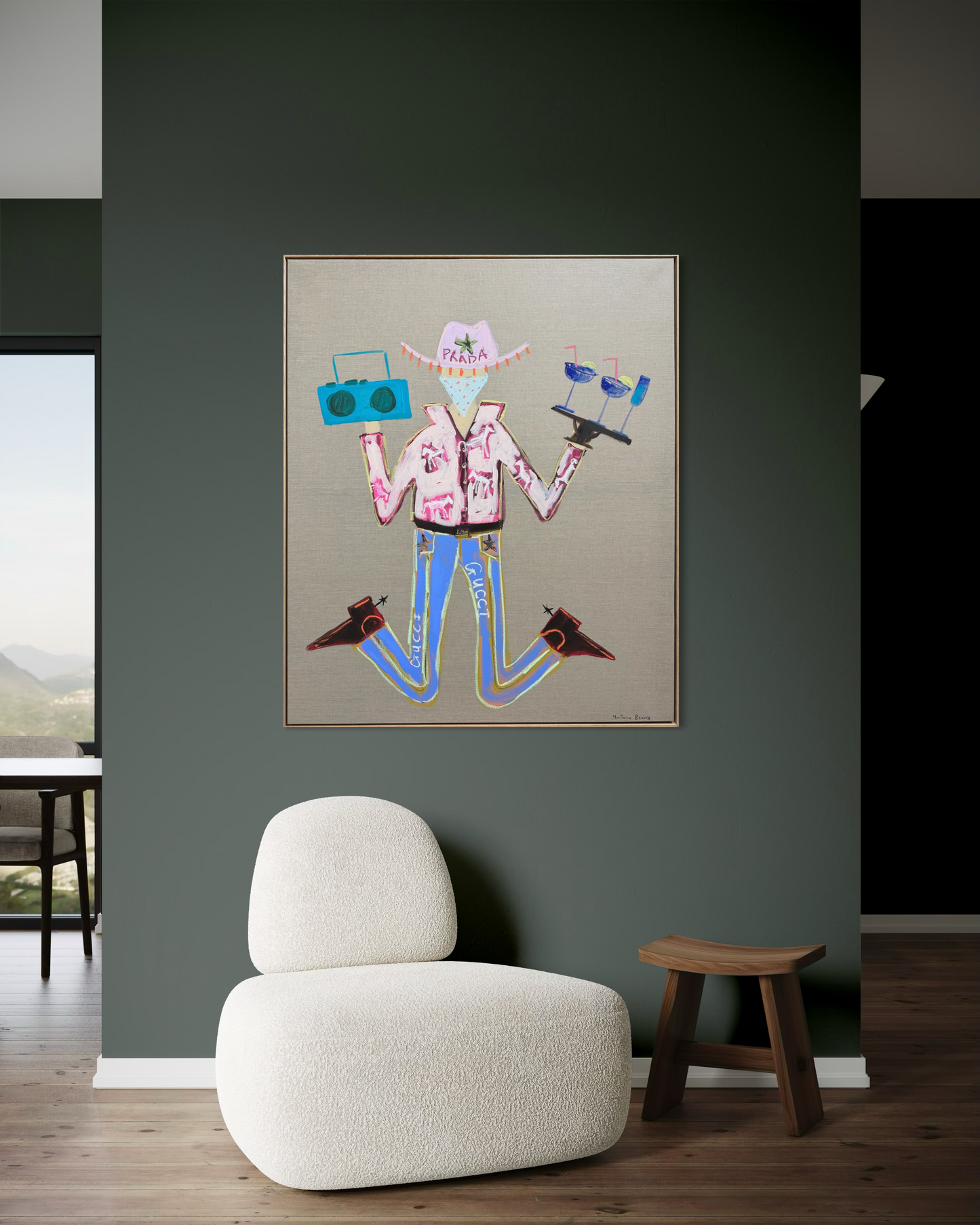 “Cowboys and cocktails” 123x103cm Framed in Tasmanian oak