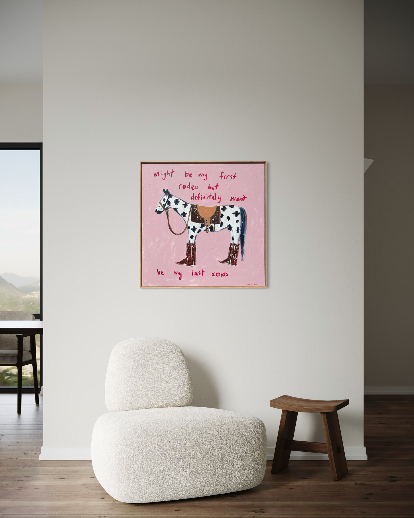 “Might be my first rodeo but definitely won’t be my last 76x76cm Framed in Tasmanian oak