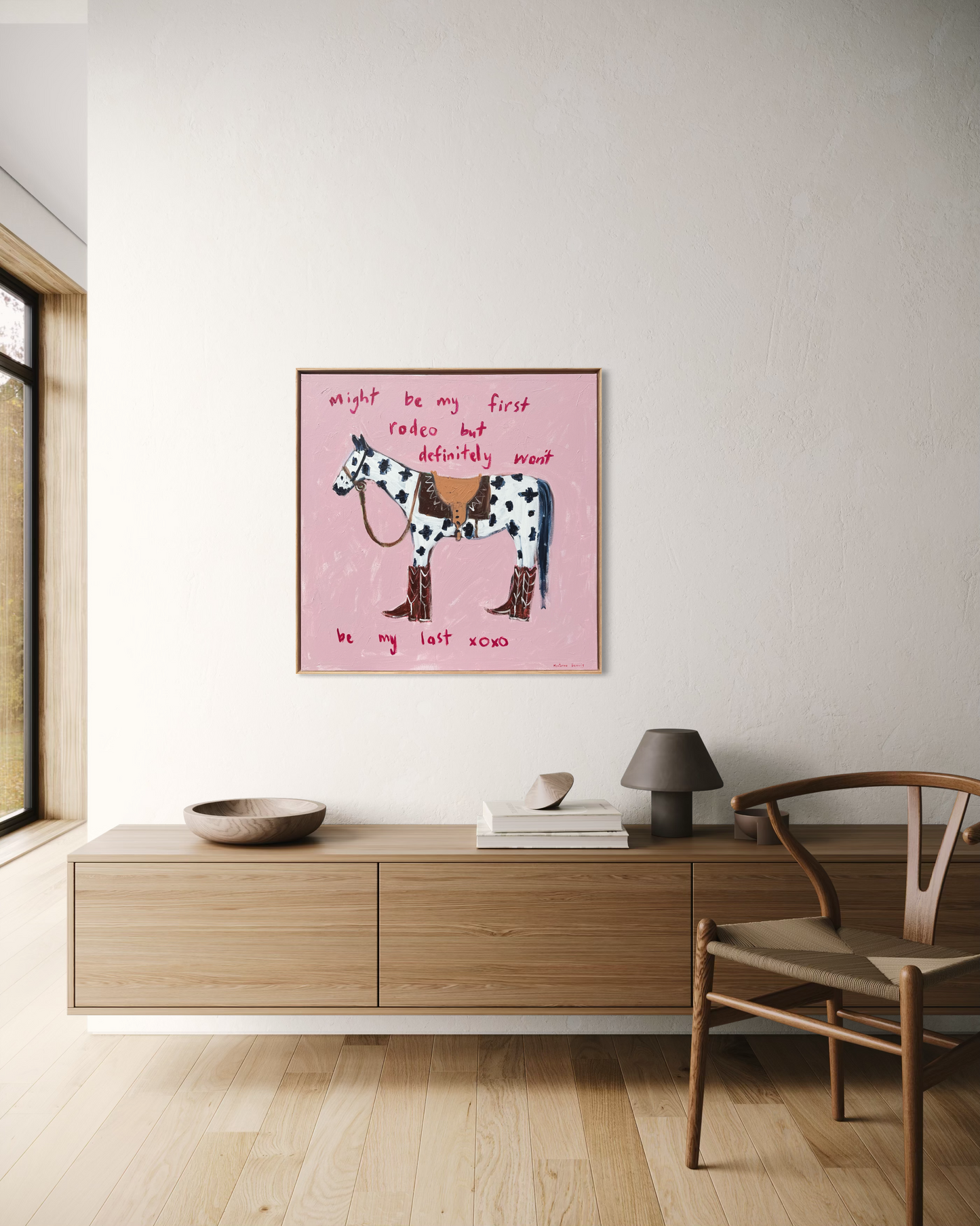 “Might be my first rodeo but definitely won’t be my last 76x76cm Framed in Tasmanian oak