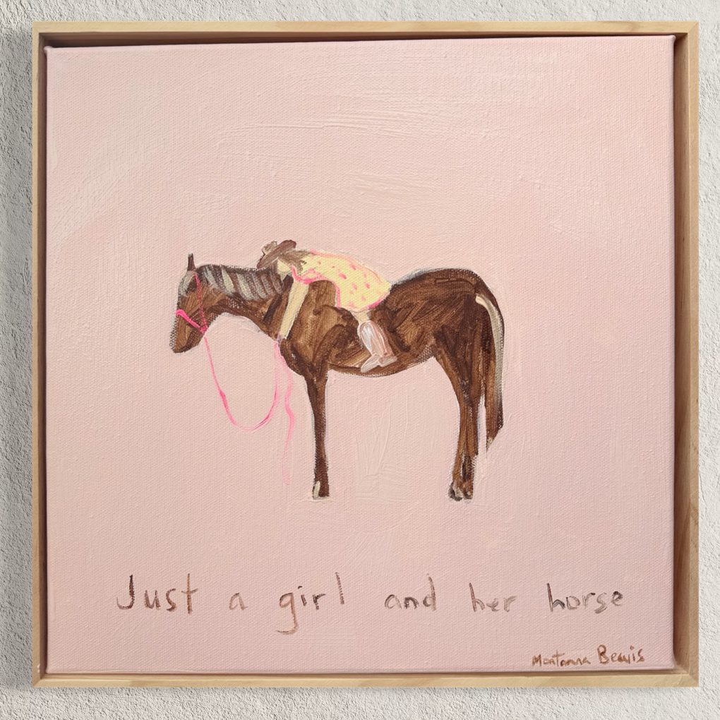 “Just a girl and her horse” 30x30 Framed in pine