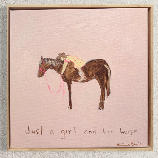“Just a girl and her horse” 30x30 Framed in pine