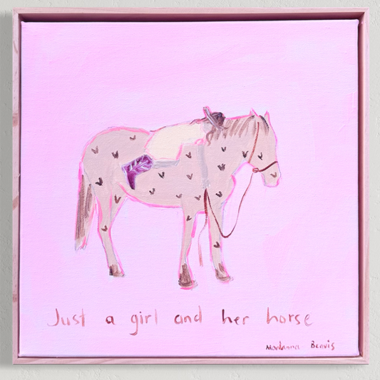 “Just a girl and her horse” 30x30 Framed in pine
