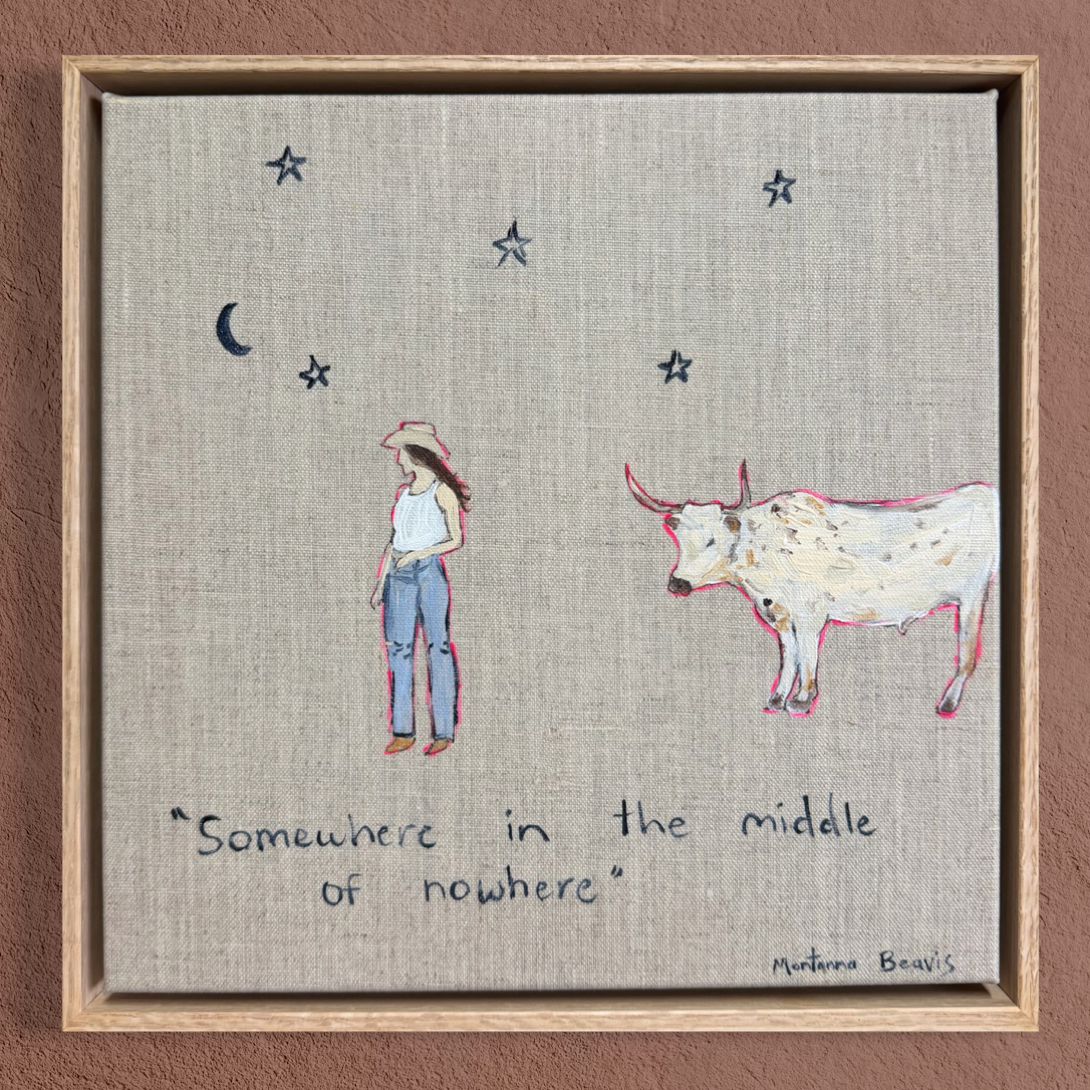 “Somewhere in the middle of nowhere” 30x30 Framed in Tasmanian oak