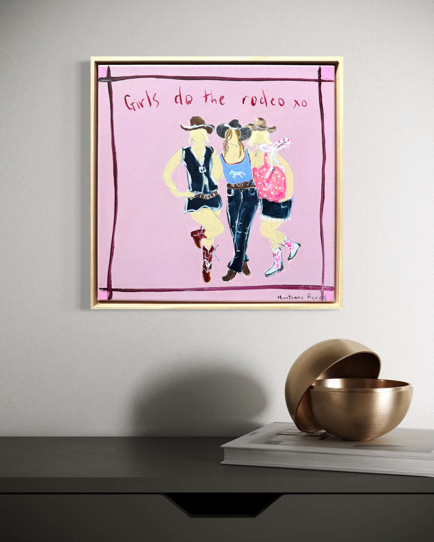 “Girls do the rodeo” 30x30 Framed in pine