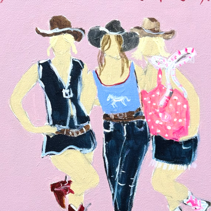 “Girls do the rodeo” 30x30 Framed in pine