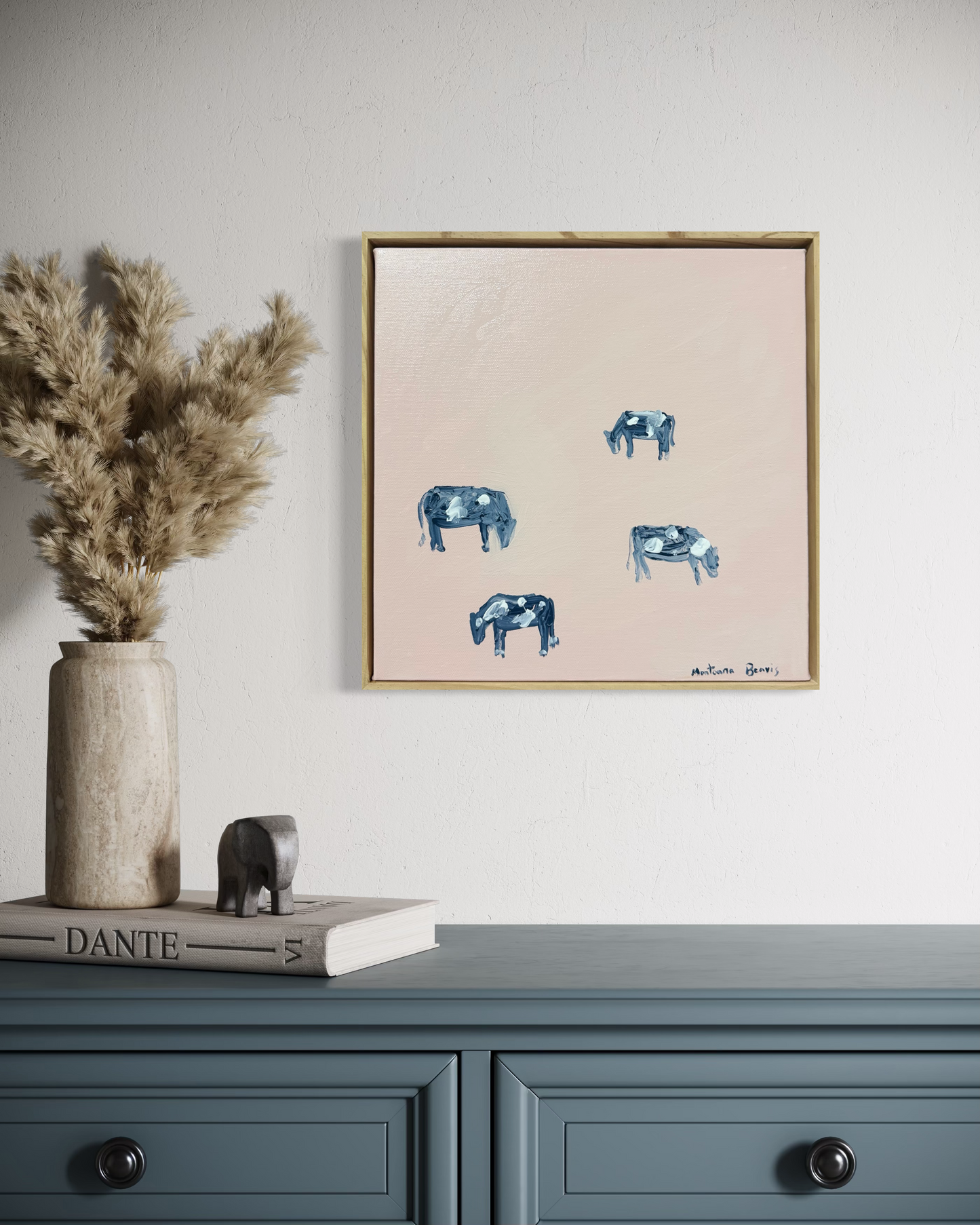 “Lazy grazing” 30x30 Framed in pine
