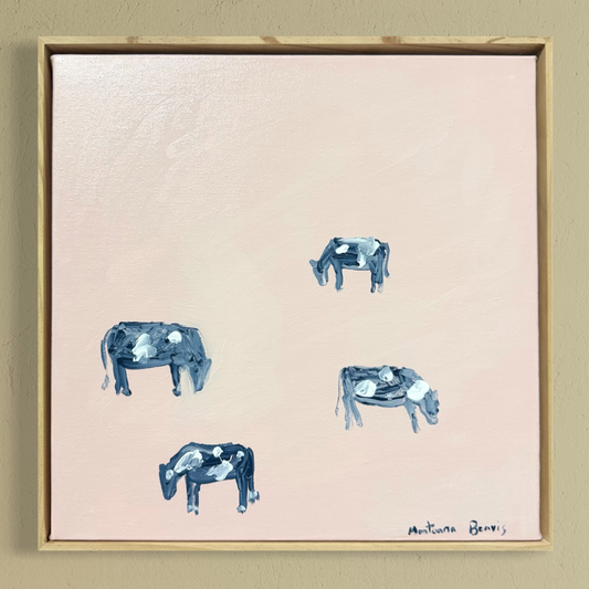 “Lazy grazing” 30x30 Framed in pine