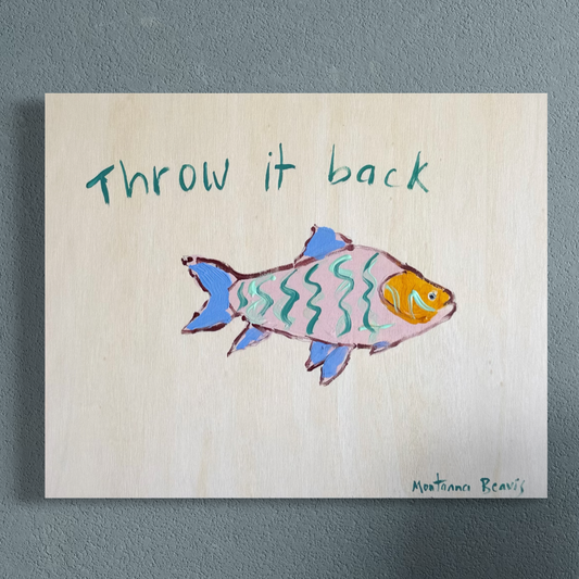“Throw it back” 20.5x25.5cm, On timber board
