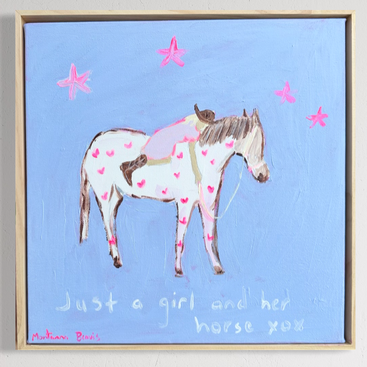 “Just a girl and her horse” 30x30 Framed in pine
