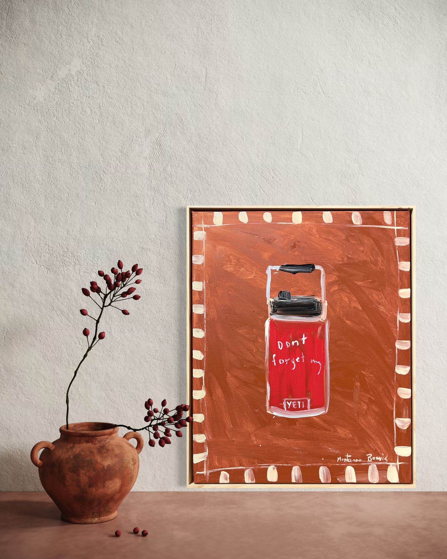 “Don’t forget my Yeti” 40x50cm Framed in pine