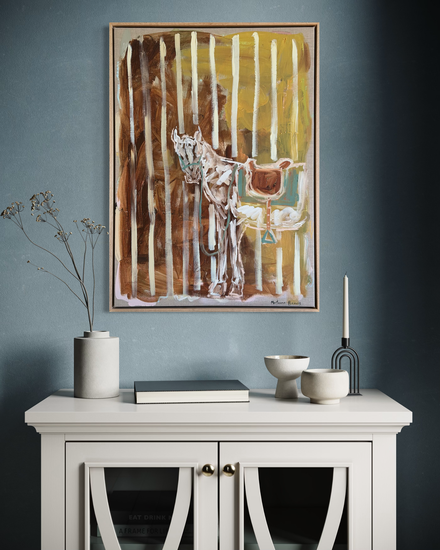 “White horse” 50x70cm Framed in Tasmanian oak