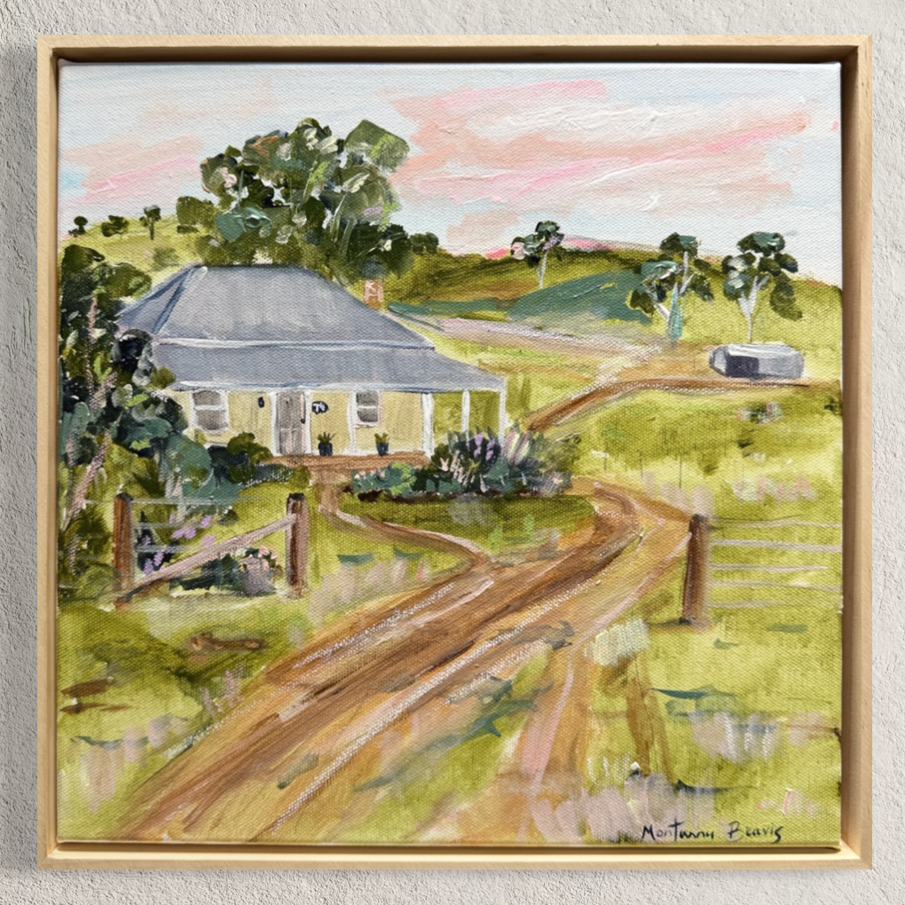 “Country cottage” 30x30 Framed in pine