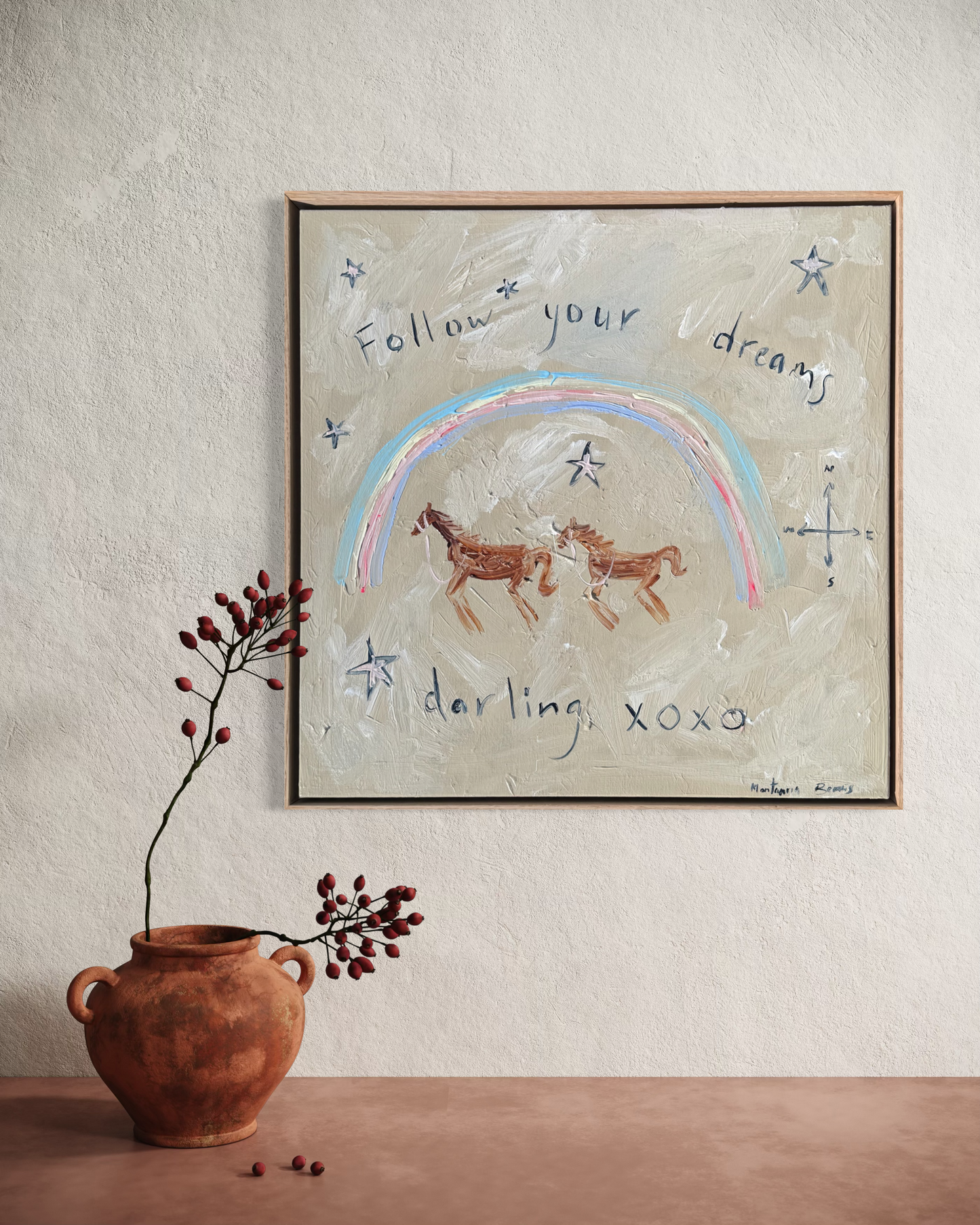 “Follow your dreams darling” 50x50 Framed in Tasmanian oak