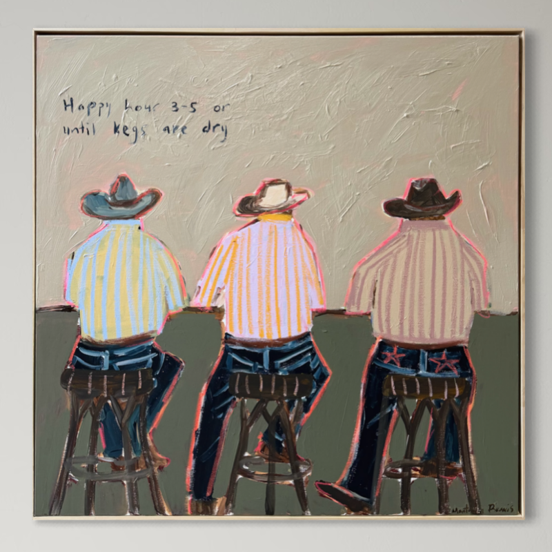 “Happy hour 3-5 or until kegs are dry” 76x76 Framed in pine